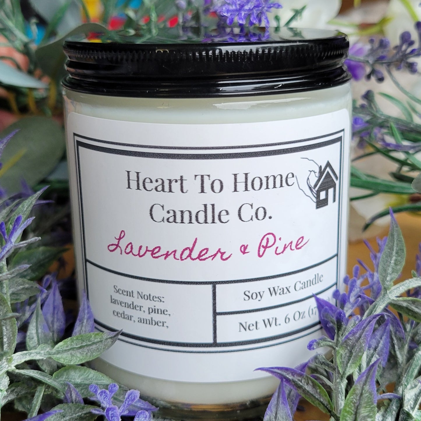 Lavender & Pine Scented Soy Candle, Small